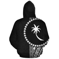 Chuuk Polynesian Custom Zip up Hoodie Black Line - Polynesian Pride