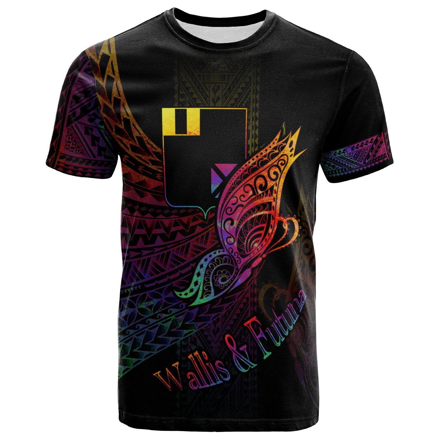 Wallis and Futuna T Shirt Butterfly Polynesian Style Unisex Black - Polynesian Pride