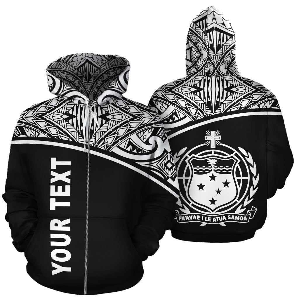 Samoa Polynesian Custom Zip up Hoodie Black Curve Unisex Black - Polynesian Pride