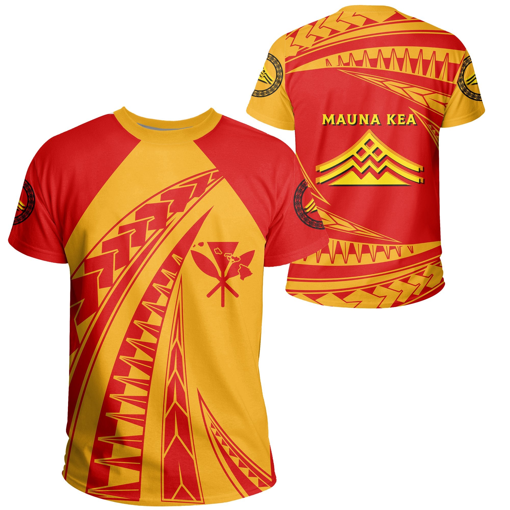 Hawaii Map Kanaka Polynesian Mauna Kea T Shirt Unisex Yellow - Polynesian Pride