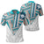 Hawaii Polo Shirt Football Jersey Style White and Cyan AH Unisex White - Polynesian Pride