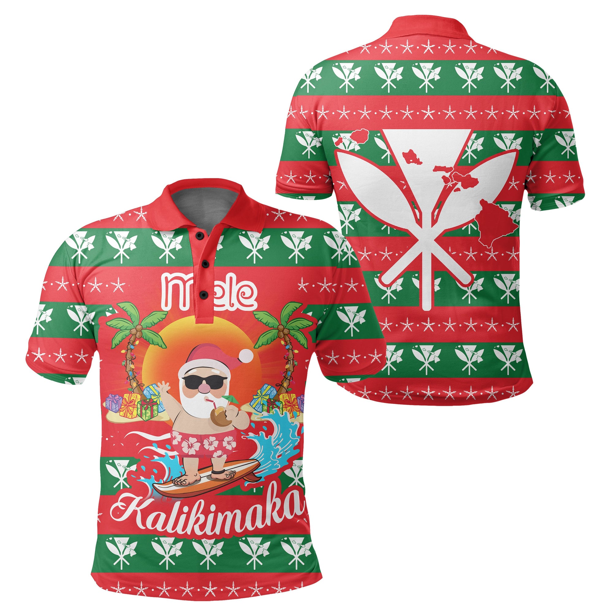 Hawaii Mele Kalikimaka Christmas Polo Shirt Milo Style Unisex Red - Polynesian Pride