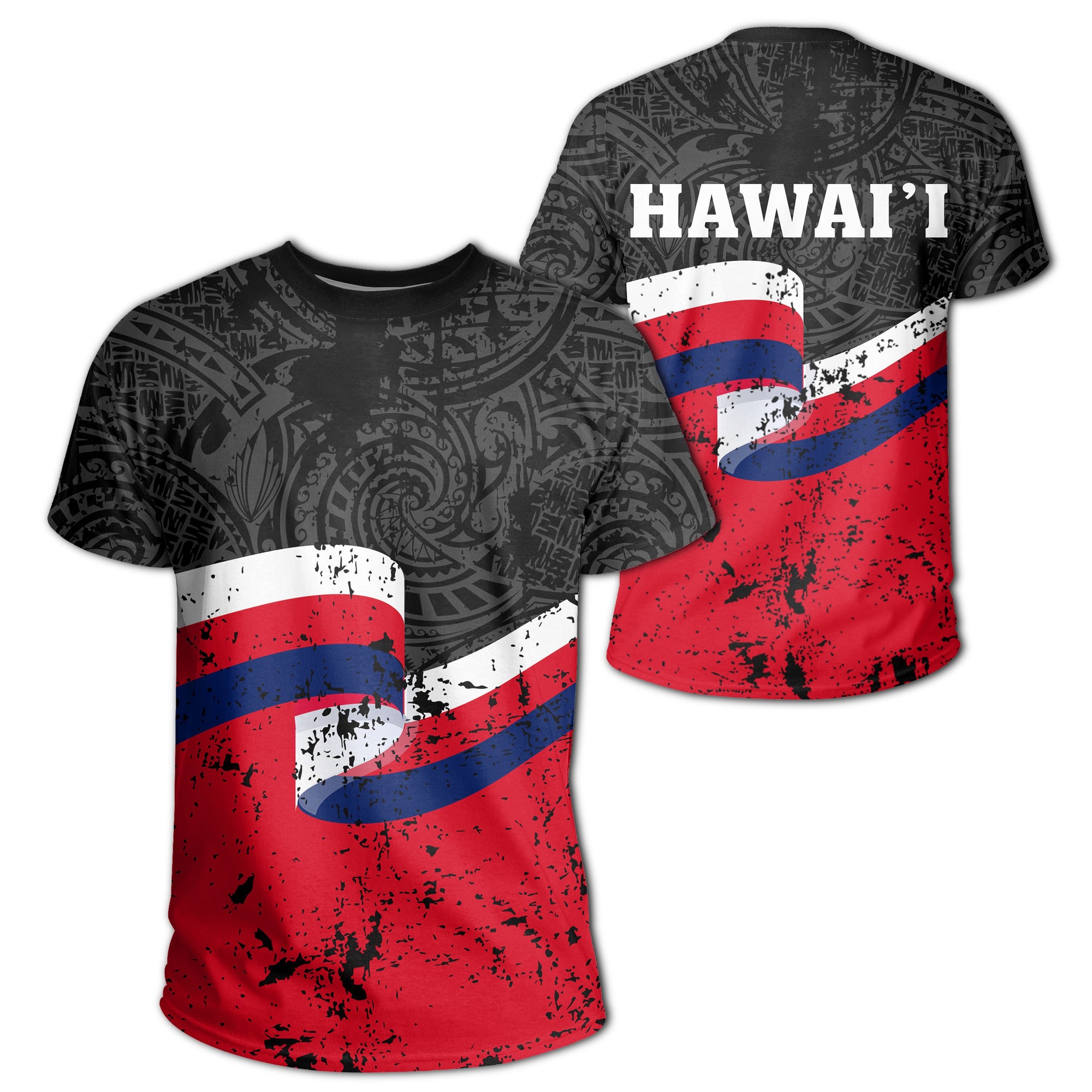 Hawaii Flag Polynesian T Shirt Unisex Black - Polynesian Pride