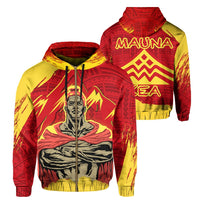 Hawaii Mauna Kea King Polynesian Hoodie (Zip up) Unisex Red - Polynesian Pride