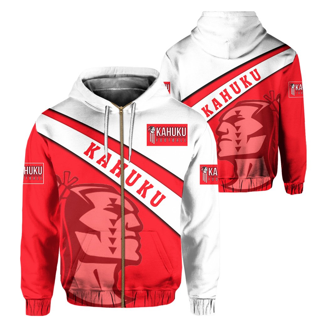 Hawaii Red Football Jersey Hoodie (Zip up) Unisex Red - Polynesian Pride