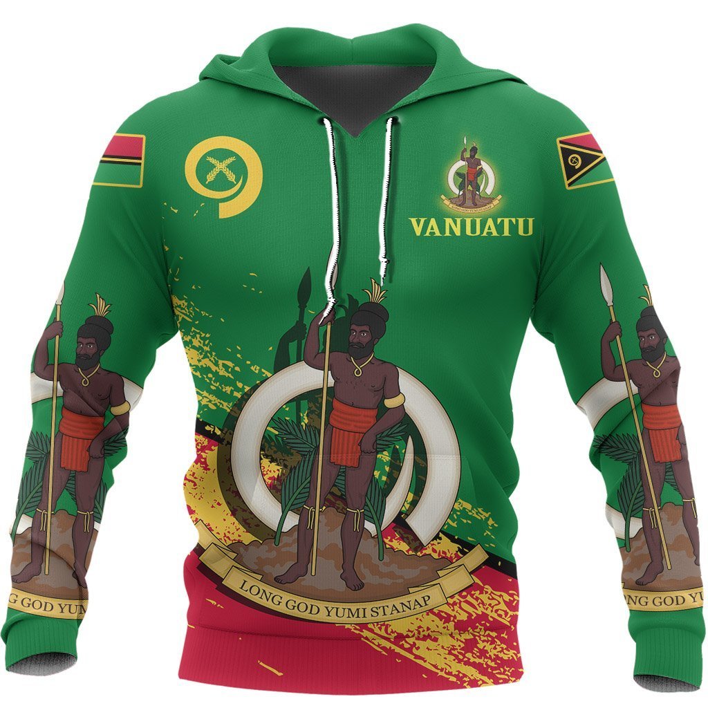 Vanuatu Hoodie Vanuatu Flag Coat of Arms Special Unisex Green - Polynesian Pride