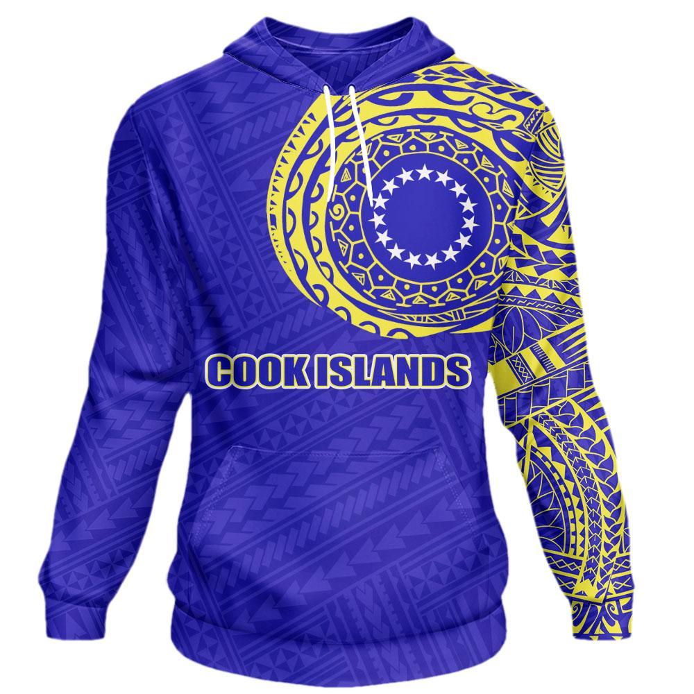 Cook Islands: Love A Little Paradise Tatoo Style Hoodie Blue Unisex Blue - Polynesian Pride