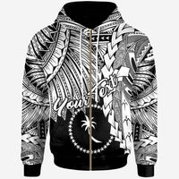 Chuuk Polynesian Custom Zip up Hoodie Tribal Wave Tattoo White Unisex White - Polynesian Pride