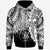 Niue Polynesian Custom Zip up Hoodie Tribal Wave Tattoo White Unisex White - Polynesian Pride