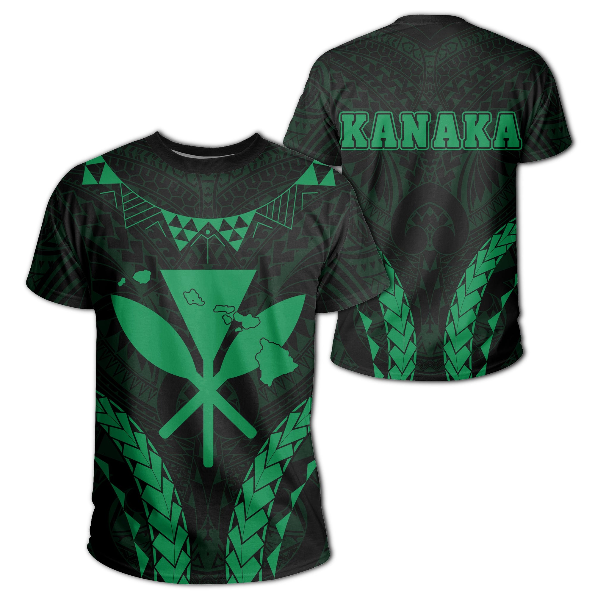 Kanaka Map T shirt Sport Style Version 2.0 Green Unisex Green - Polynesian Pride