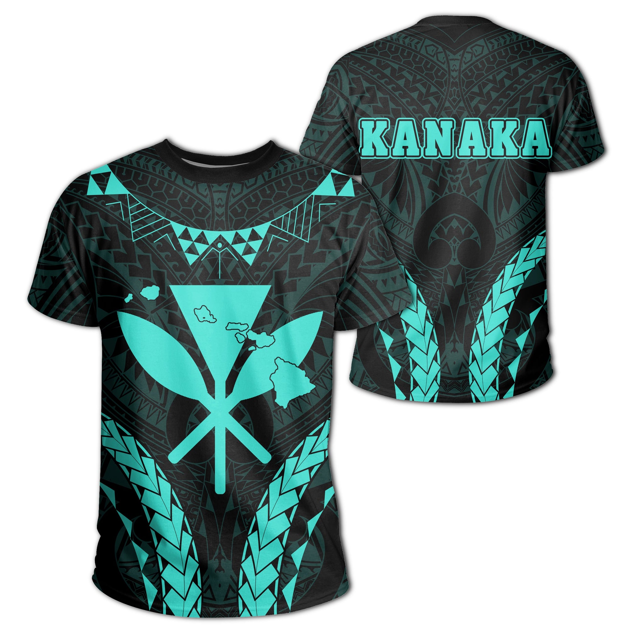 Kanaka Map T shirt Sport Style Version 2.0 Turquoise Unisex Blue - Polynesian Pride