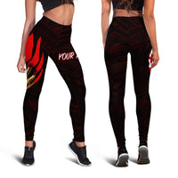 Tonga Personalised Women's Legging - Tonga In Me (Red) - Polynesian Pride