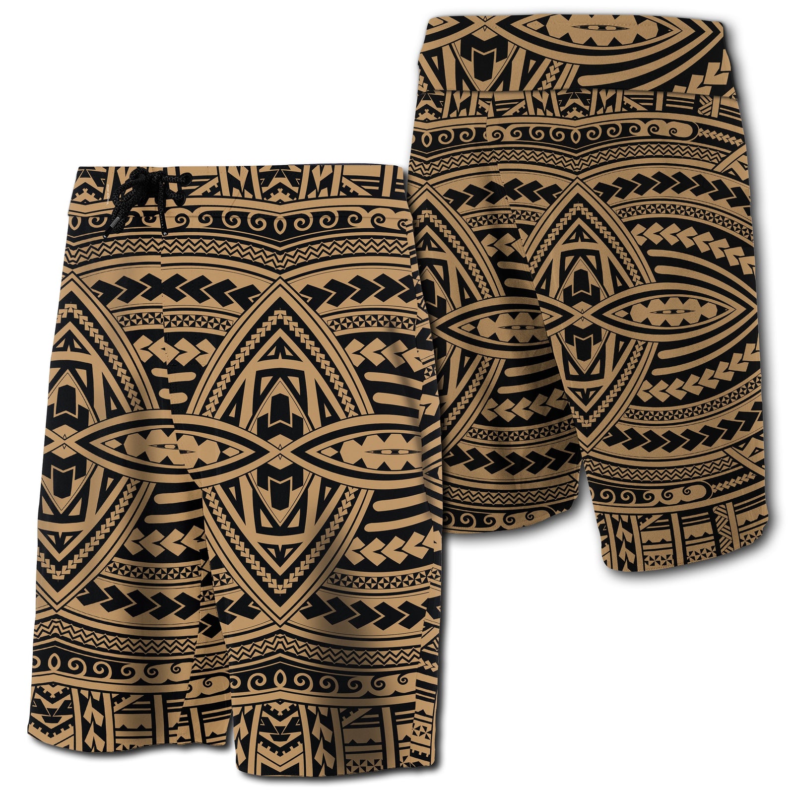 Hawaii Polynesian Seamless Board Shorts Gold Men Gold - Polynesian Pride