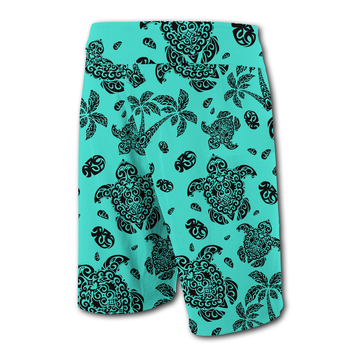 Hawaii Polynesian Turtle Palm And Sea Pebbles Board Shorts Turquoise - Polynesian Pride