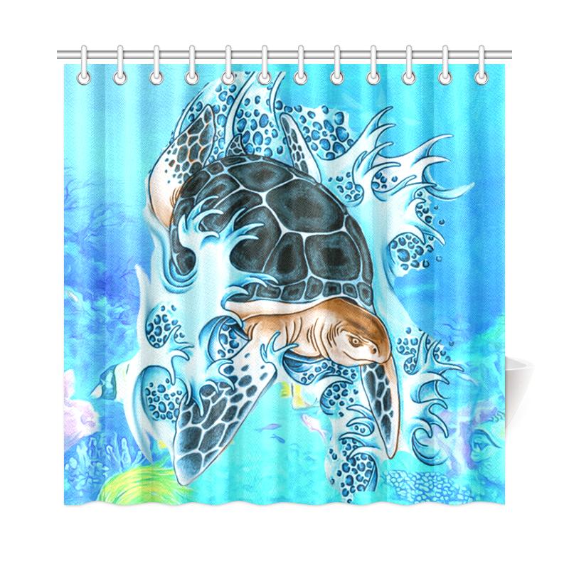 Turtle Cool Shower Curtain 177 x 172 (cm) Red - Polynesian Pride