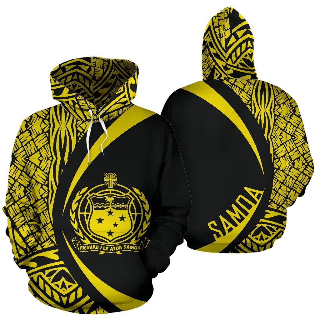 Samoa Polynesian Hoodie Circle Style Yellow Color Unisex Yellow - Polynesian Pride