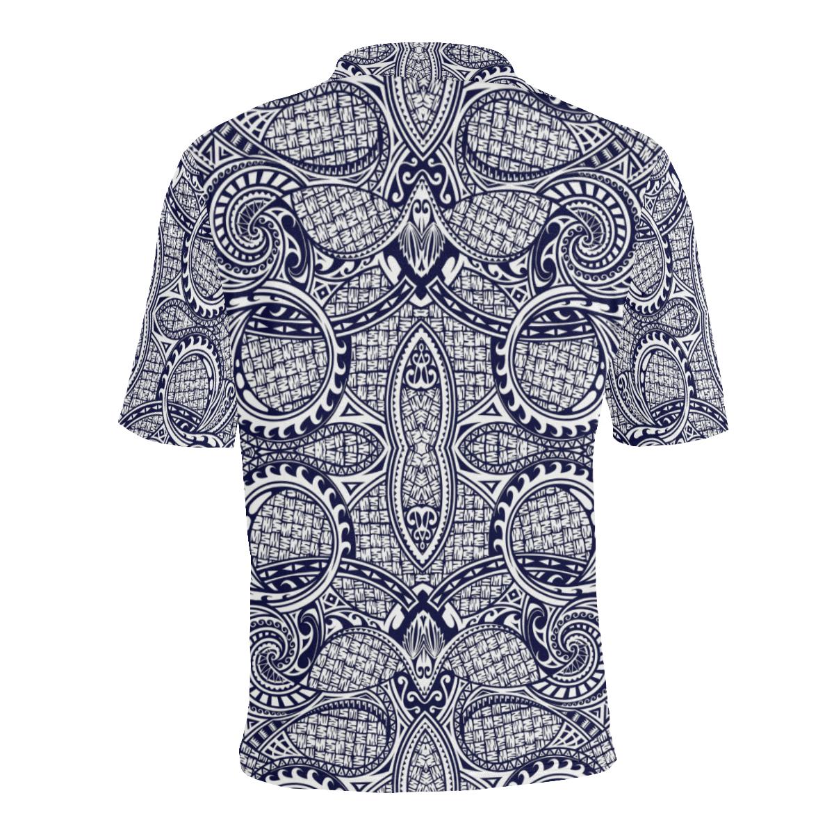 Polynesian Polo Shirt Blue and White - Polynesian Pride