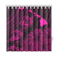 Hawaii Sea Turtle Is Swimming Toward Shower Curtain Pink - Polynesian Pride
