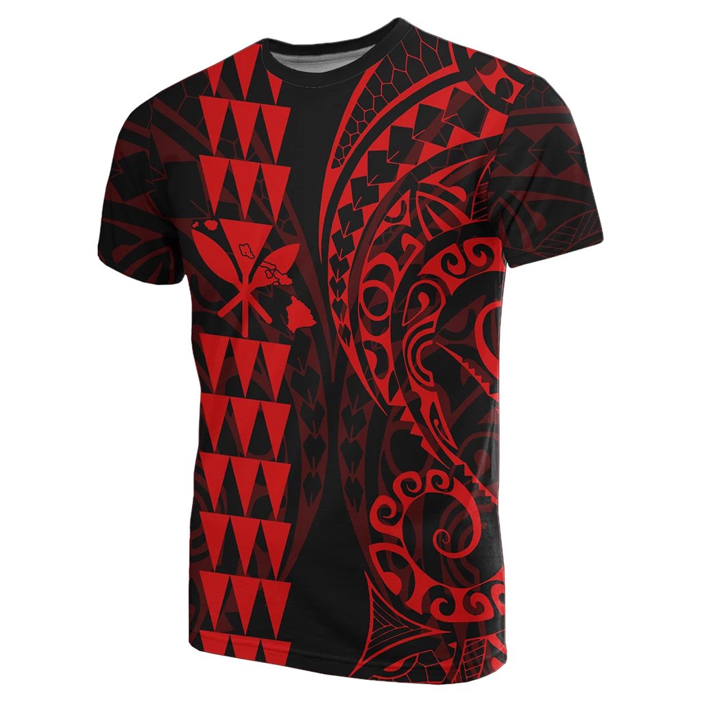 Kanaka Map Polynesian T shirt Red Unisex Red - Polynesian Pride