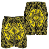 Polynesian Plumeria Mix Yellow Black Men's Short Yellow - Polynesian Pride