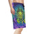 Hawaii Polynesian Board Shorts - Hawaiian Green Yellow Tiki Face Purple Version LT7 - Polynesian Pride