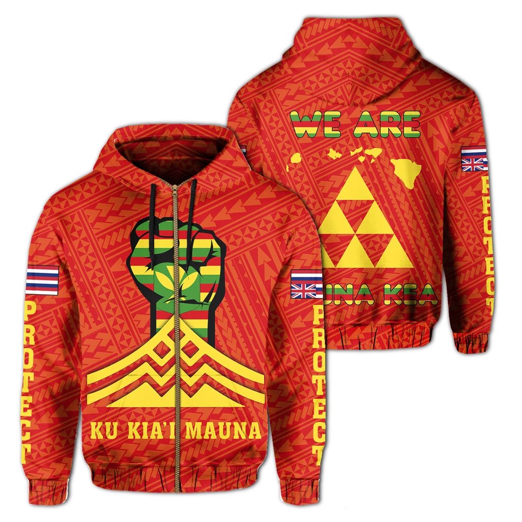 Hawaii Mauna Kea Strong Polynesian Zipper Hoodie Unisex Art - Polynesian Pride