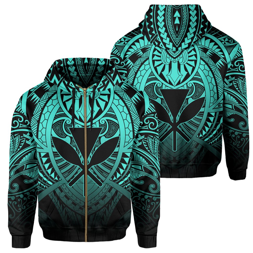 Hawaii Maka Polynesian Kanaka Maoli Zip Hoodie Heaven Style Turquoise Unisex Turquoise - Polynesian Pride