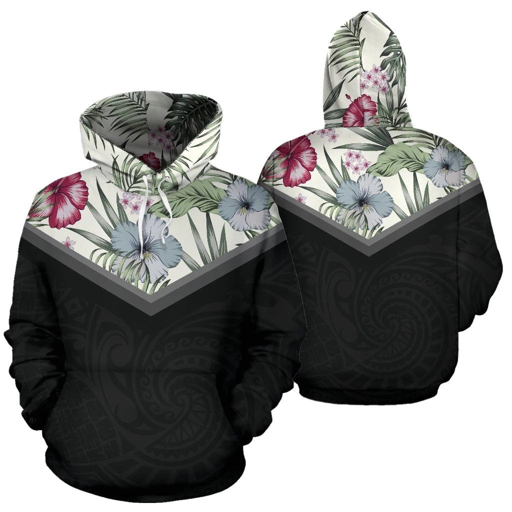 Vintage Hawaii Hibiscus Hoodie Unisex Black - Polynesian Pride
