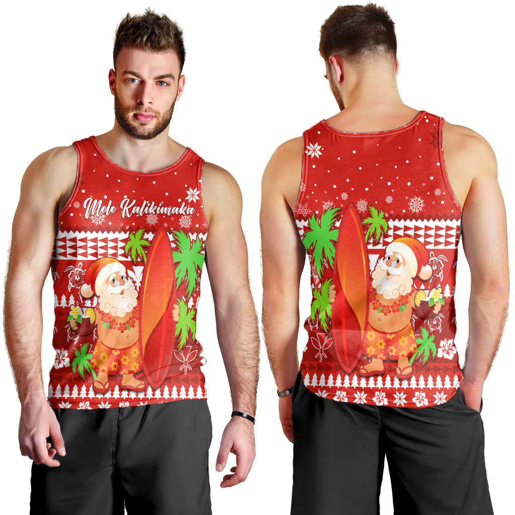 Mele Kalikimaka Men Tank Top Santa Claus Hawaii Christmas LT13 - Polynesian Pride