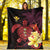 Hawaii Turtle Premium Blanket Hawaiian Flowers Version Red Elegant LT13 White - Polynesian Pride