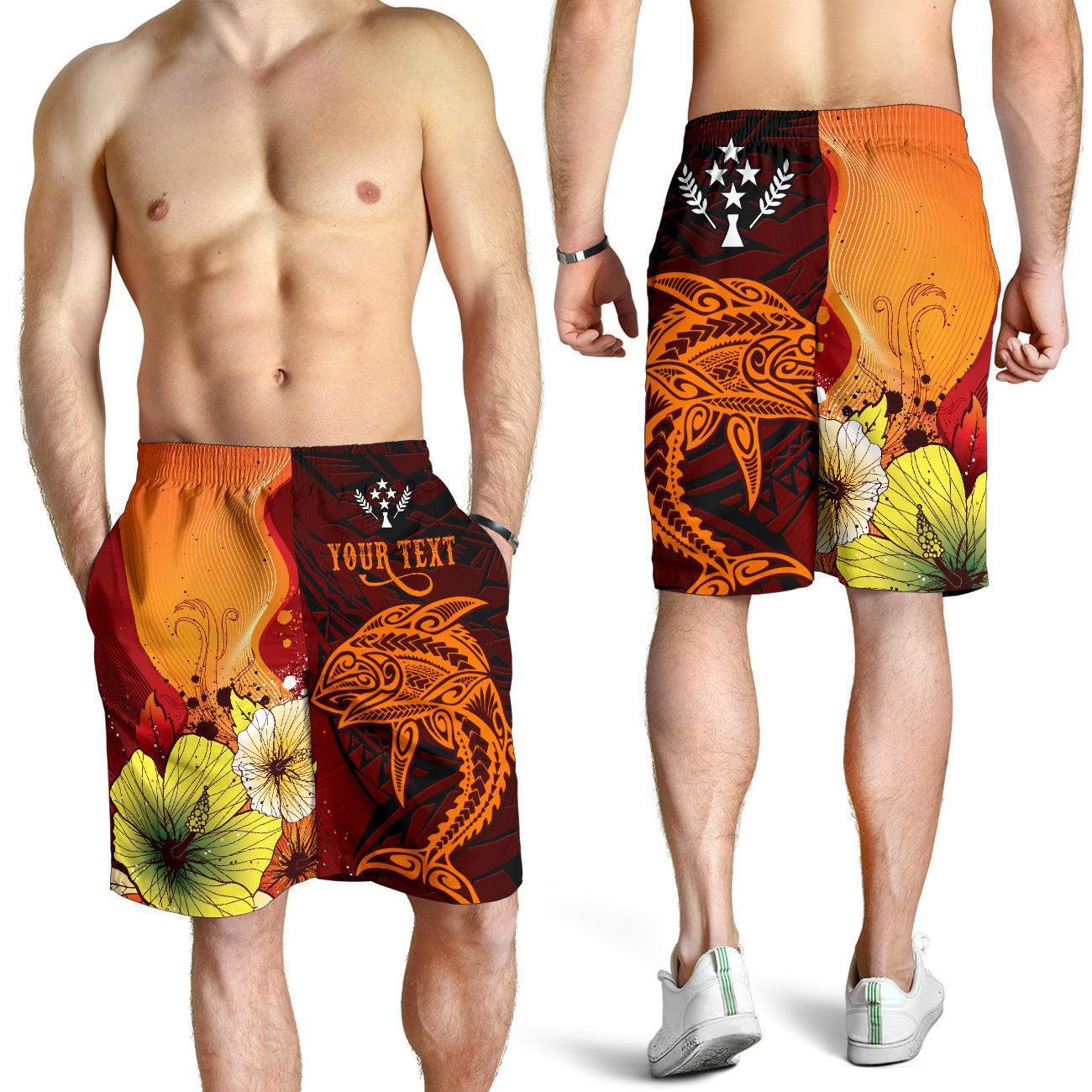 Kosrae Custom Personalised Men's Shorts - Tribal Tuna Fish Orange - Polynesian Pride