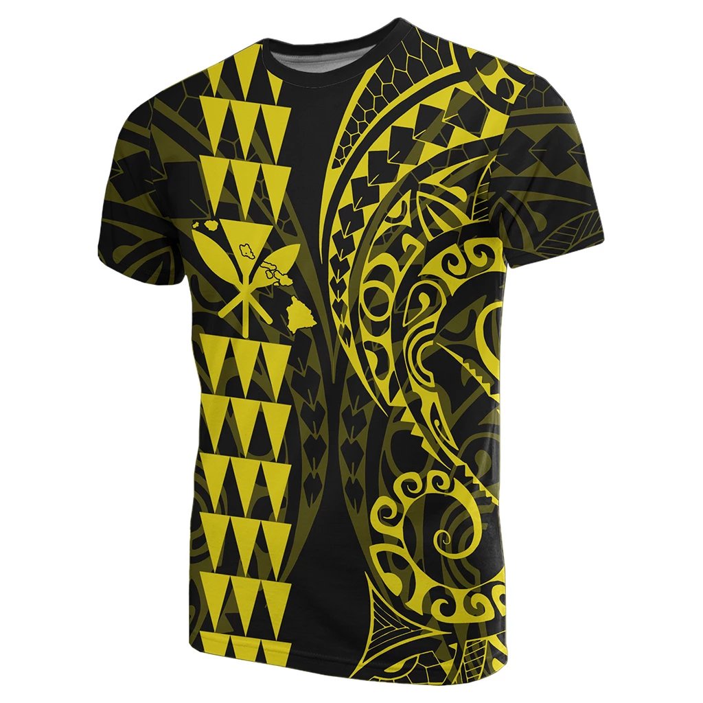 Kanaka Map Polynesian T shirt Yellow Unisex Yellow - Polynesian Pride