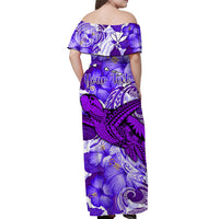 Custom Polynesian Couple Outfits Matching Purple Polynesian Tribal Turtle and Hibiscus Dress and Hawaiian Shirt LT13 - Polynesian Pride