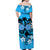 Hawaii Skull Matching Dress and Hawaiian Shirt Mysterious Polynesia and Blue Flowers LT13 - Polynesian Pride