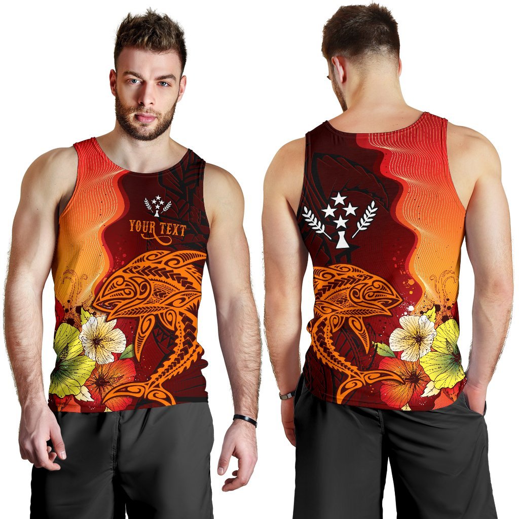 Kosrae Custom Personalised Men Tank Top - Tribal Tuna Fish Orange - Polynesian Pride