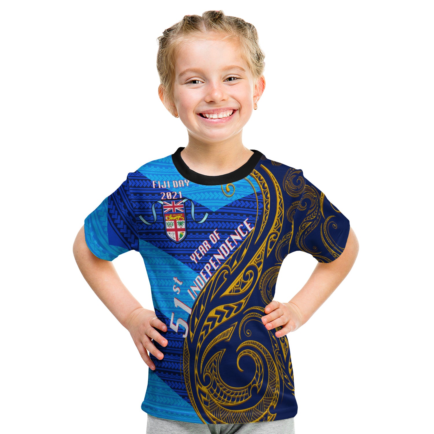 Fiji Day T Shirt Kid - 51Th Year Of Independence - LT20 - Polynesian Pride