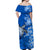 (Custom Personalised) Hawaii Off Shoulder Long Dress Polynesia Blue Sea Turtle Honu and Hibiscus LT13 - Polynesian Pride