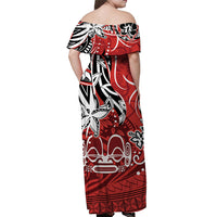 Marquesas Islands Off Shoulder Long Dress Red Beautiful Lady LT13 - Polynesian Pride