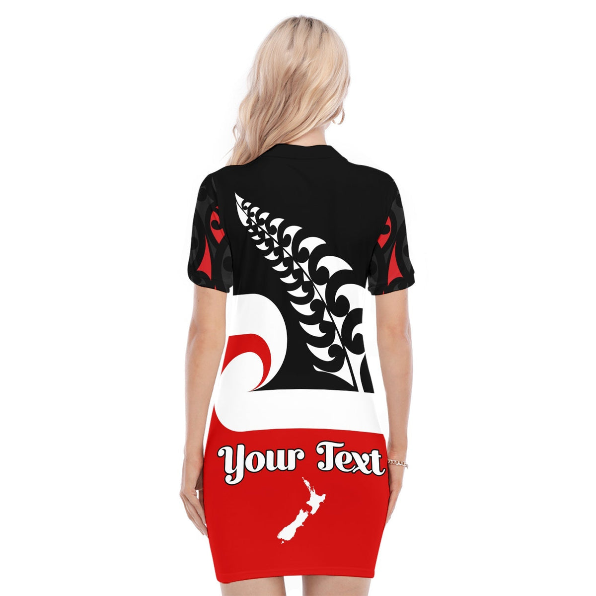 (Custom Personalised) Waitangi Day Polo Dress Maori Fern and Tino Rangatiratanga Flag LT13 - Polynesian Pride