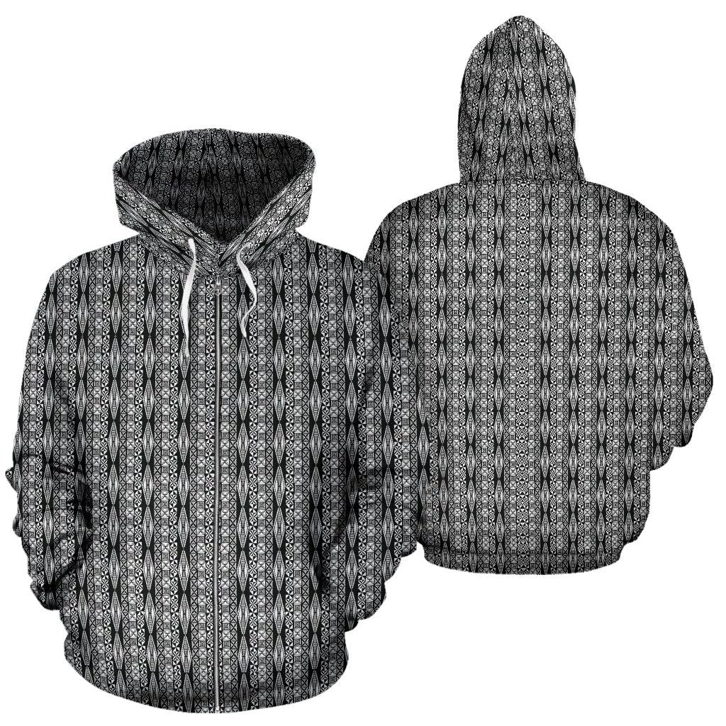 Polynesian Zip up Hoodie Tribal 06 Unisex White - Polynesian Pride