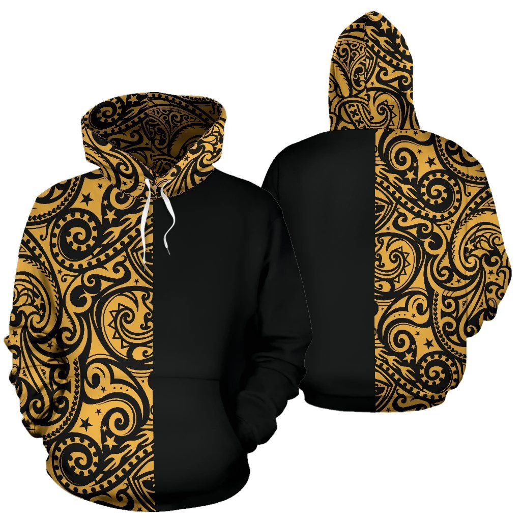 Polynesian Hoodie Half Style 02 Unisex White - Polynesian Pride