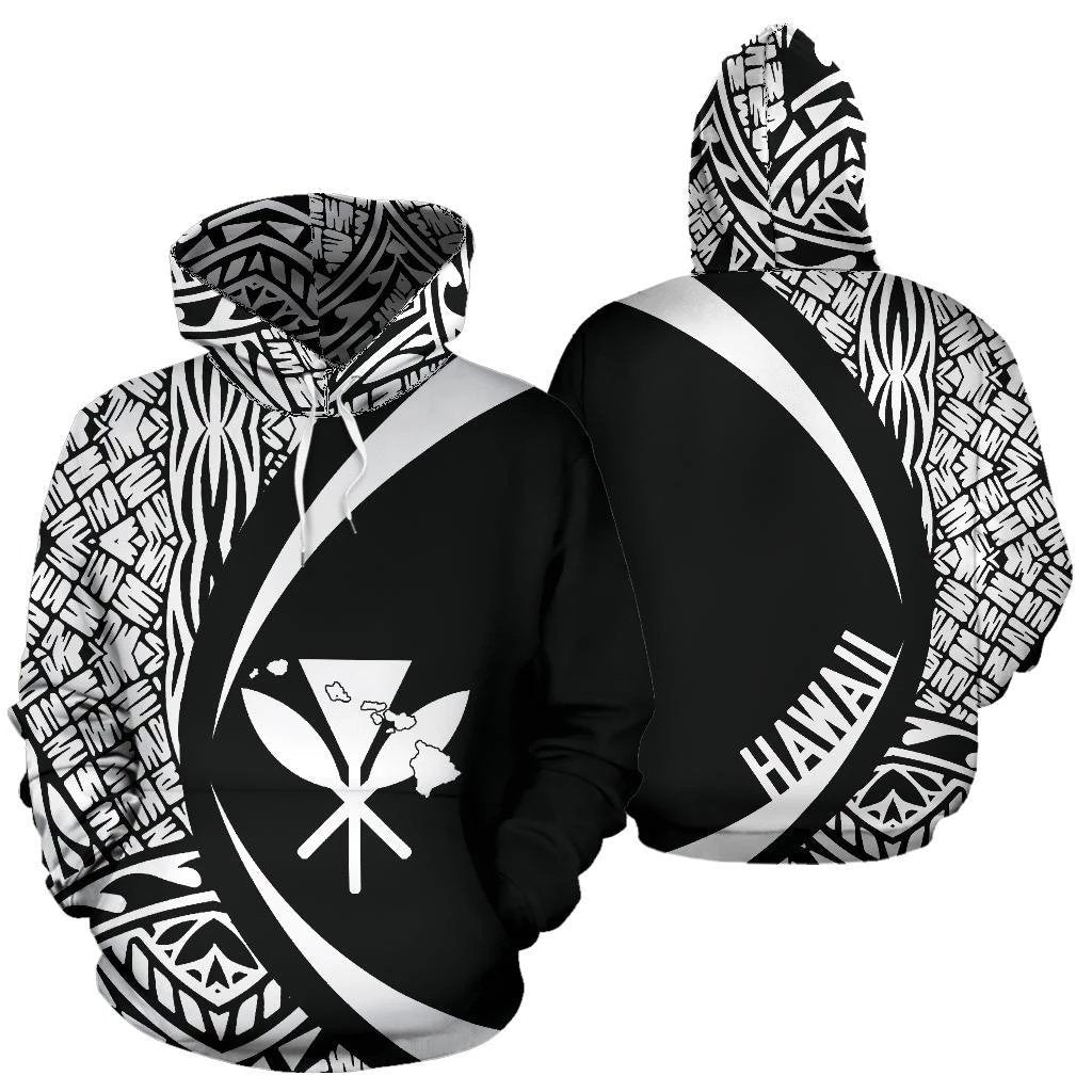 Kanaka Hawaii Map White Polynesian Hoodie Circle Style Unisex Art - Polynesian Pride
