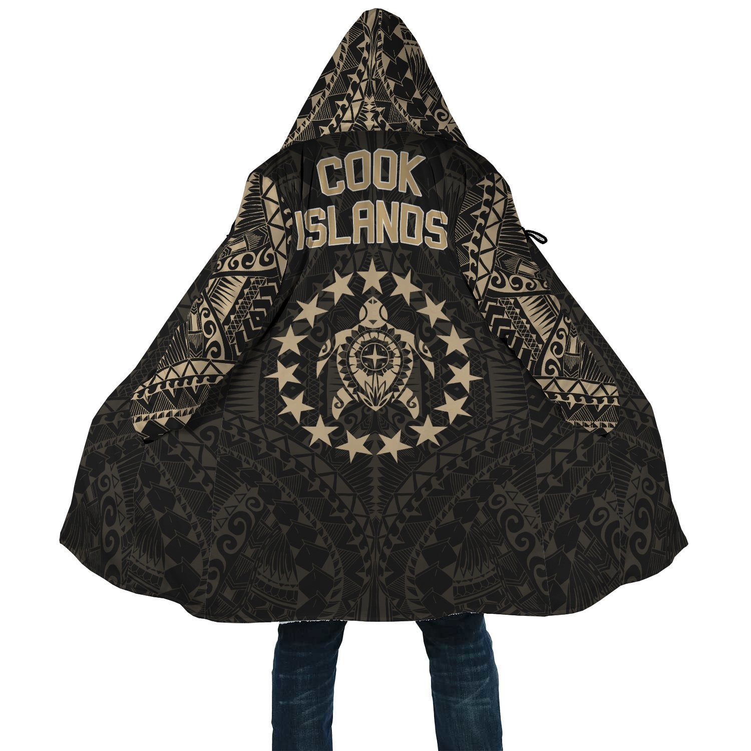 Cook Islands All Over Print (Women/Men) Cloak Unisex Black - Polynesian Pride