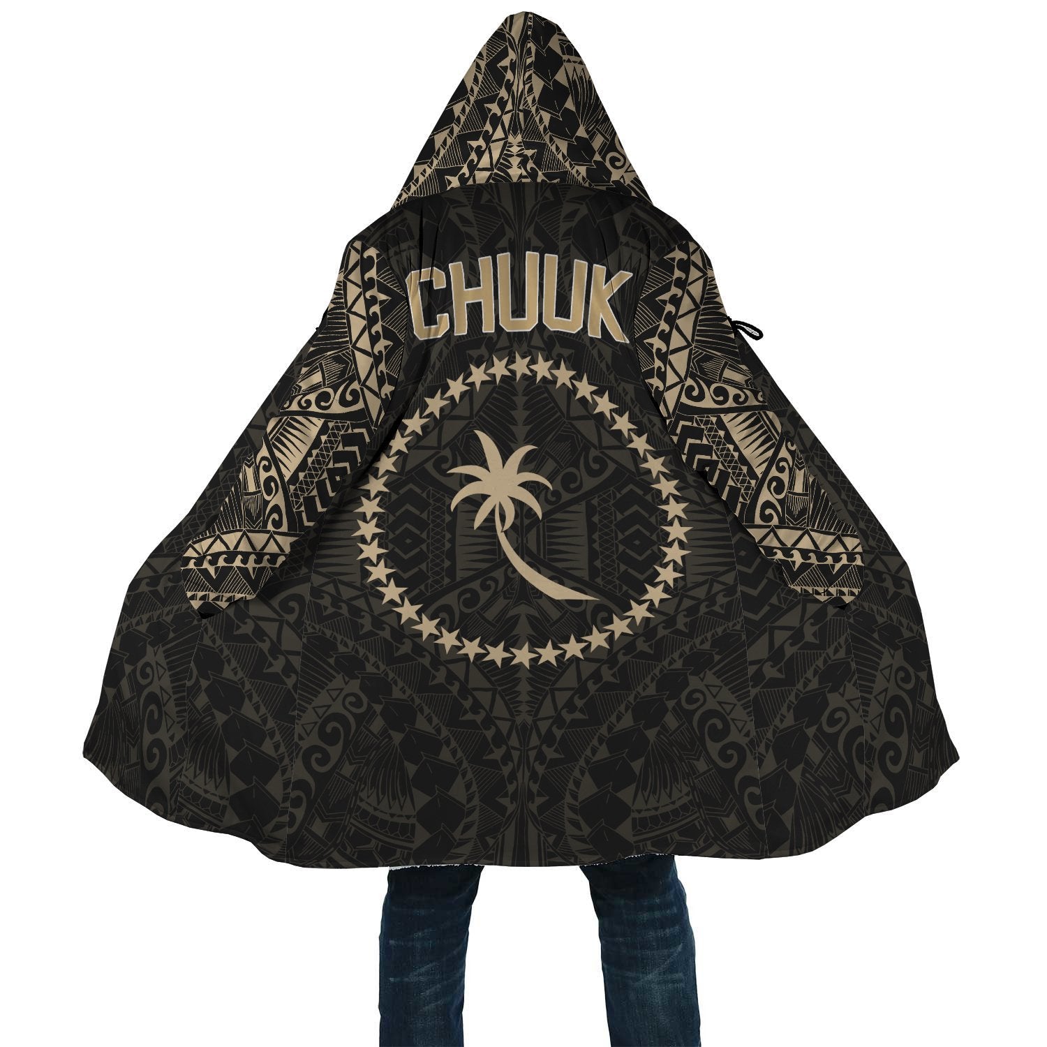 Chuuk All Over Print (Women/Men) Cloak A7 Unisex Black - Polynesian Pride