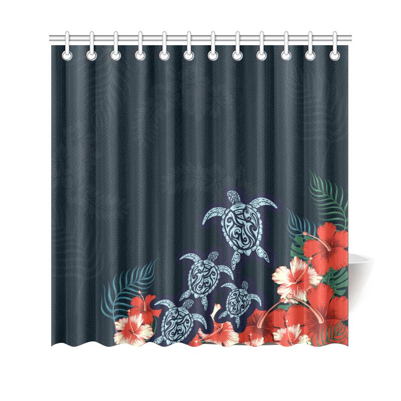 Polynesian Turtle Shower Curtain 177 x 172 (cm) White - Polynesian Pride