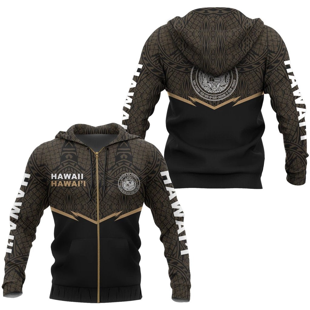 Hawaii Polynesian Zipper Hoodie Gold Energy Style Unisex Gold - Polynesian Pride