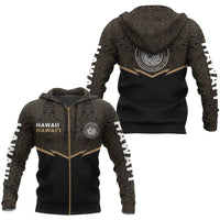 Hawaii Polynesian Zipper Hoodie Gold Energy Style Unisex Gold - Polynesian Pride