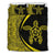 Hawaiian Hibiscus Turtle Polynesian Bedding Set-Circle Style Yellow Black - Polynesian Pride