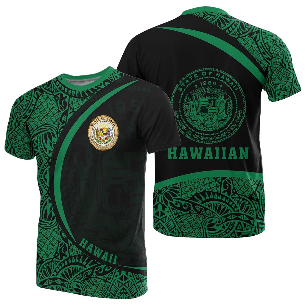 Hawaii Polynesian T Shirt Green Round Style Unisex Green - Polynesian Pride