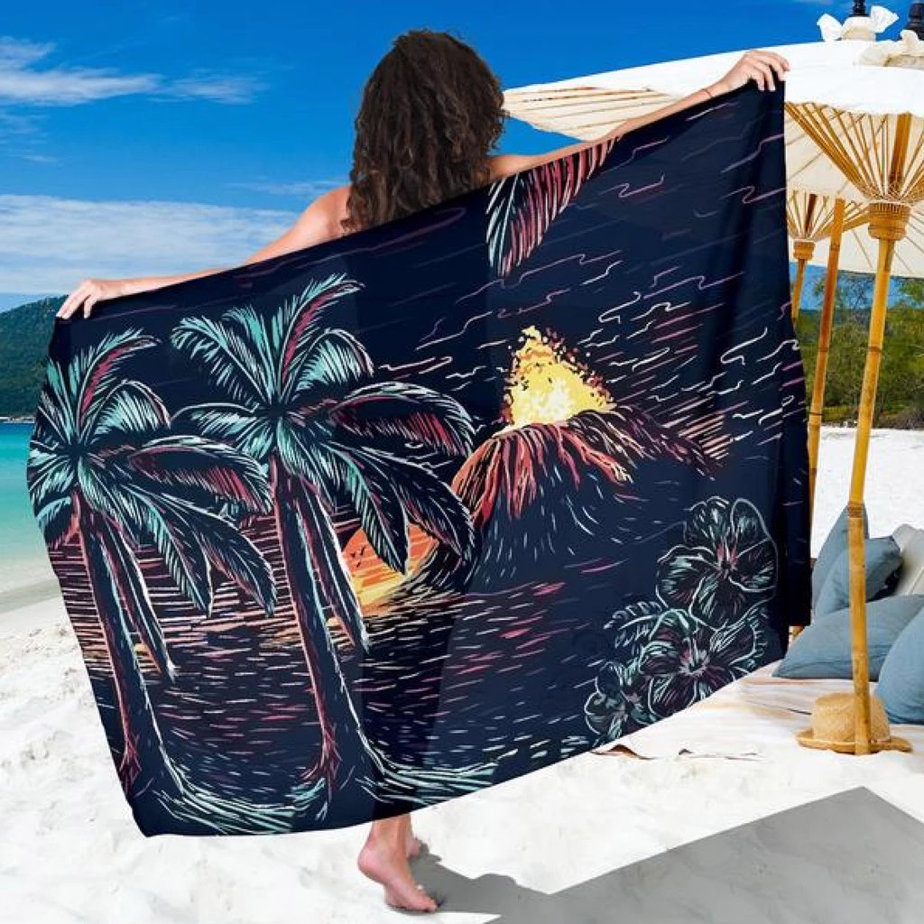 Night On The Land Sarong Sarong 44*66 Inch Black - Polynesian Pride